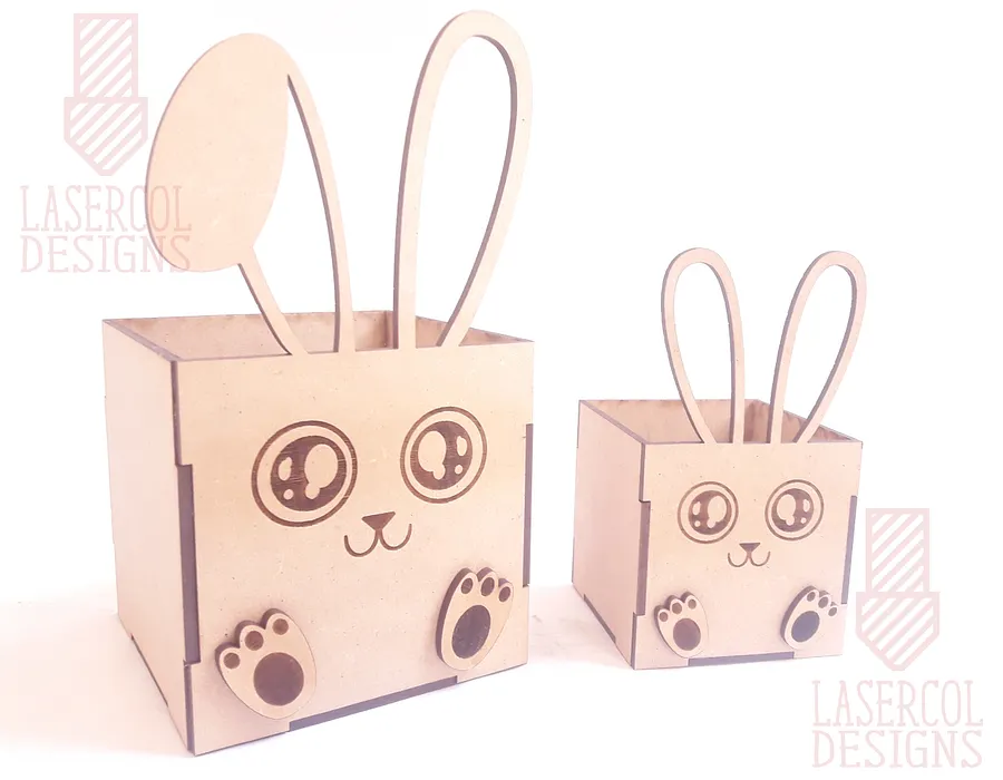 Easter Bunny Basket (Two Sizes, Two ear Styles) - Laser Cut Files product image (8)