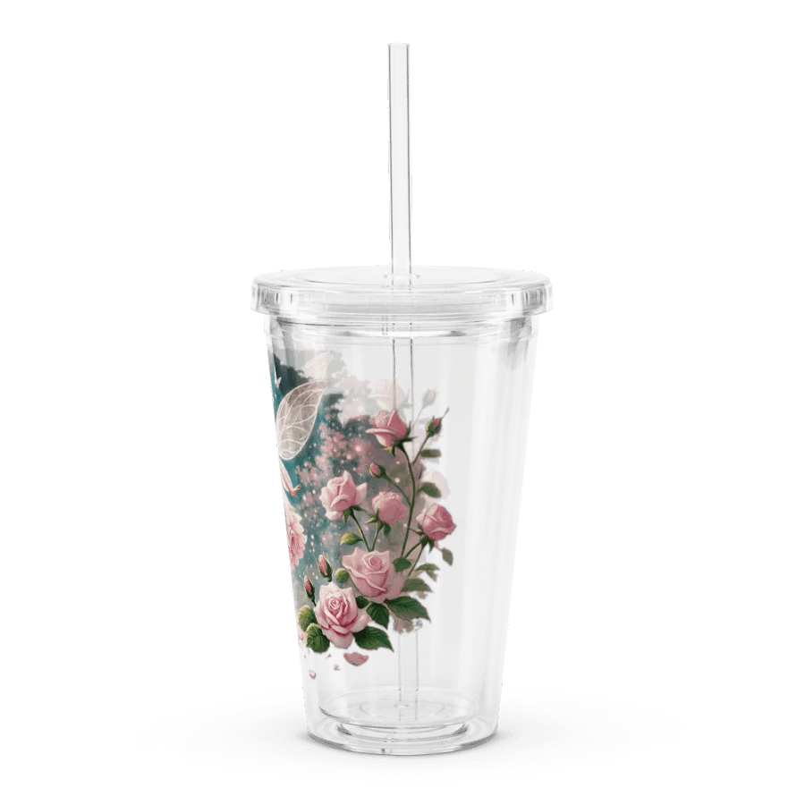 Pink Rose Fairy Plastic Tumbler with Straw product image (4)