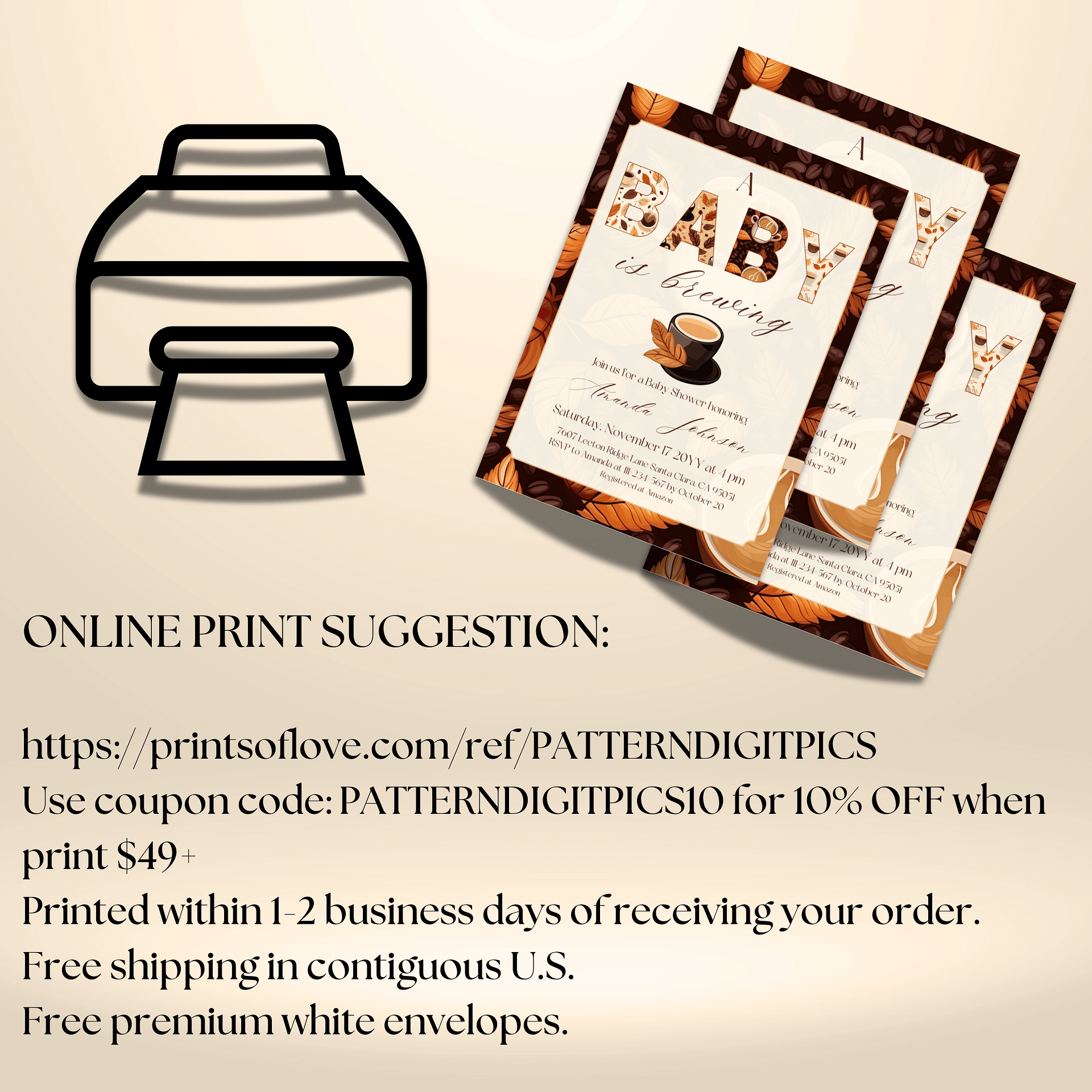 Coffee Themed Baby Shower Invitation Template, Rustic A Baby is Brewing Party, Coffee Brunch Baby Shower Invite Idea, Digital Download Canva product image (10)