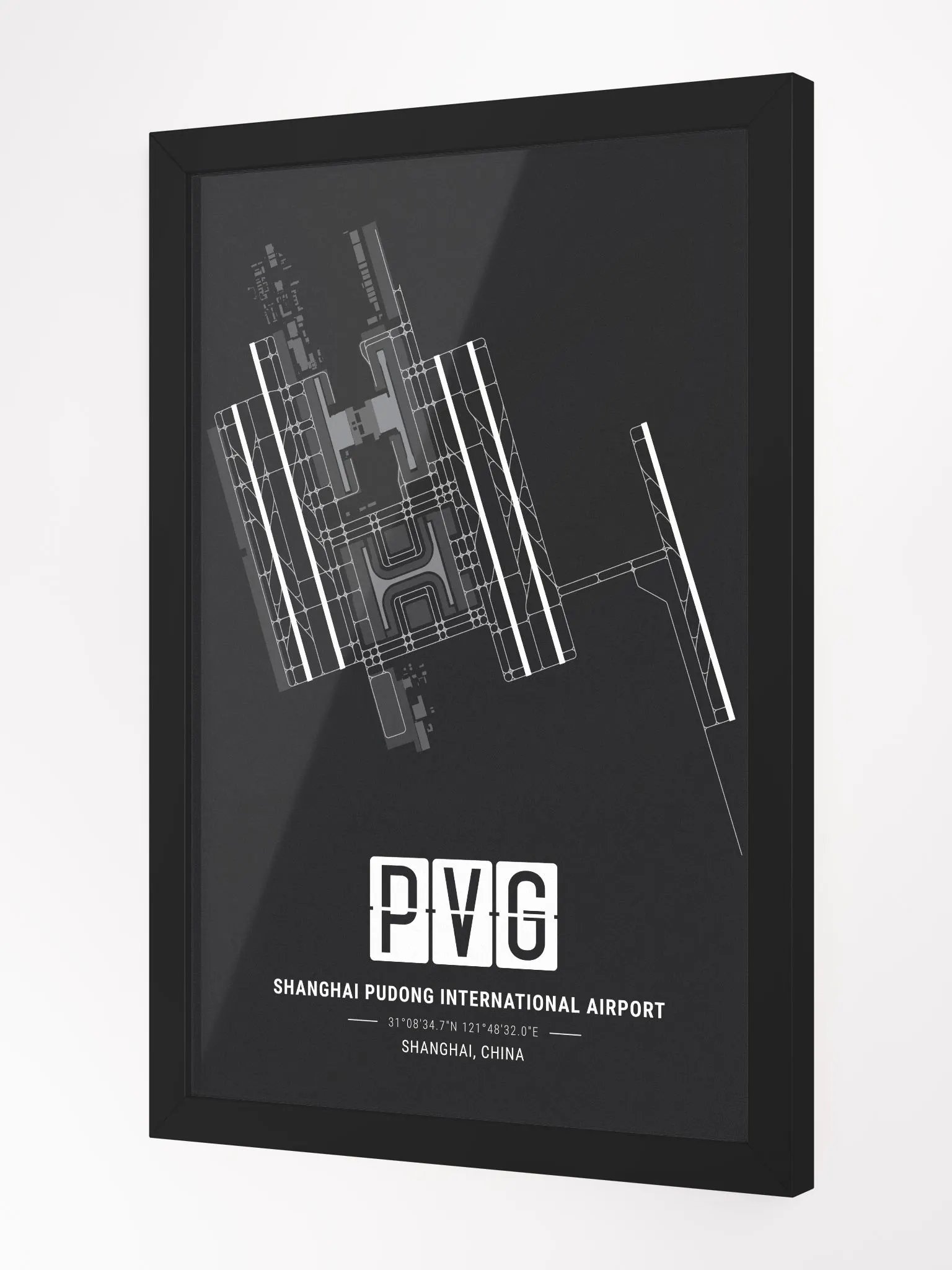 Framed Airport PVG Premium Map On Matt Paper product image (2)