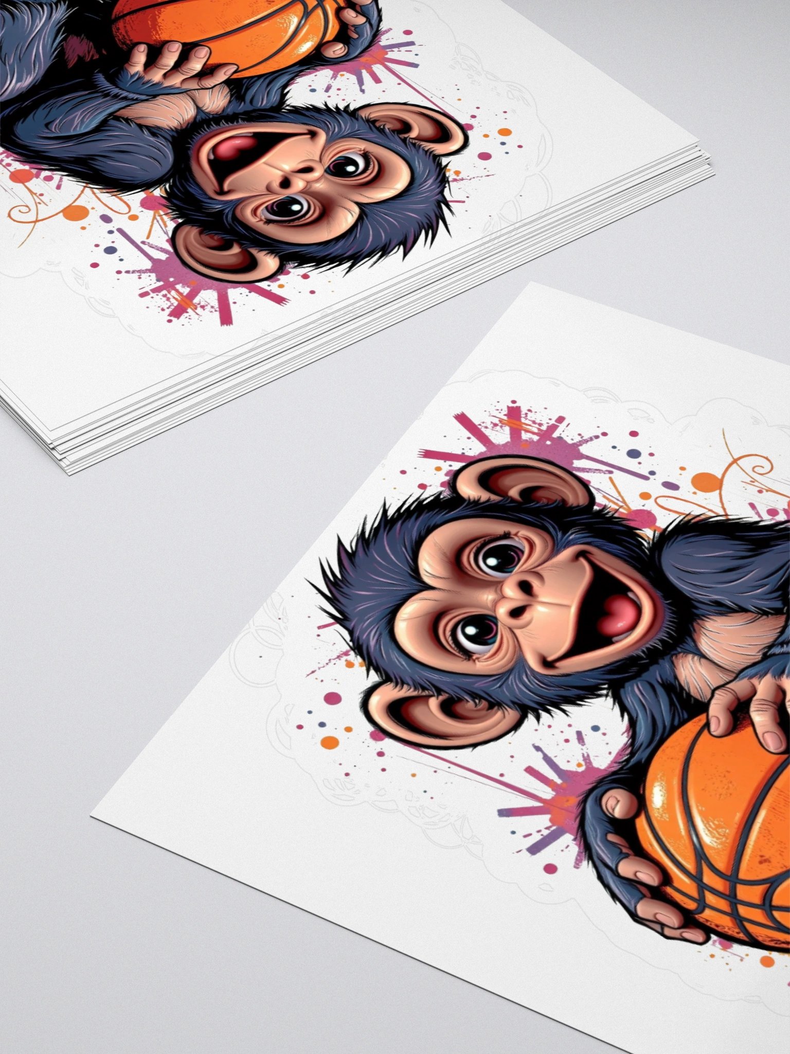 Playful Monkey Basketball Kiss Cut Stickers product image (12)