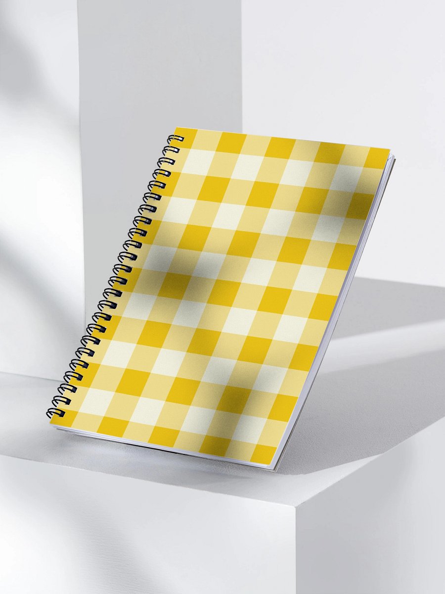 Yellow & Cream Gingham Boho Bullet Journal – Spiral Notebook with Dotted Pages & Creative Planner product image (3)
