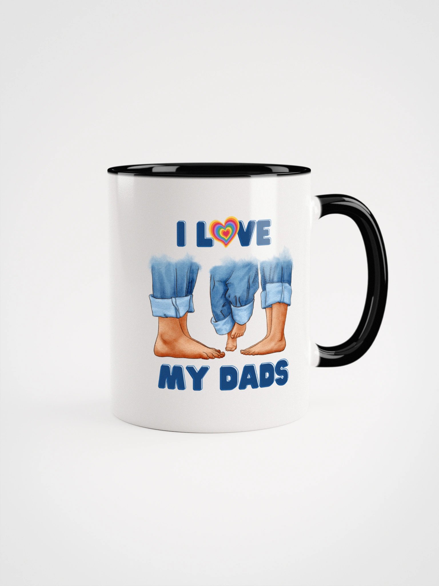 Gay Pride Parents Design with Child and Dads Illustration Ceramic Mug with Color product image (1)