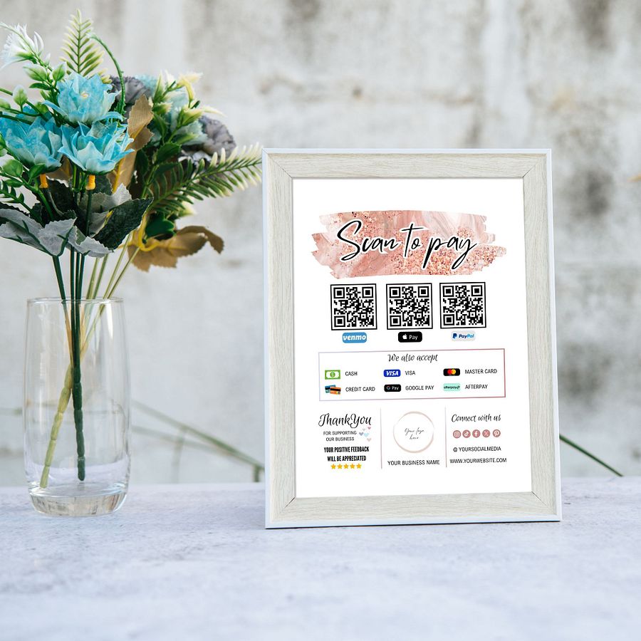 Roseanne - Scan To Pay QR Code Sign Template product image (8)