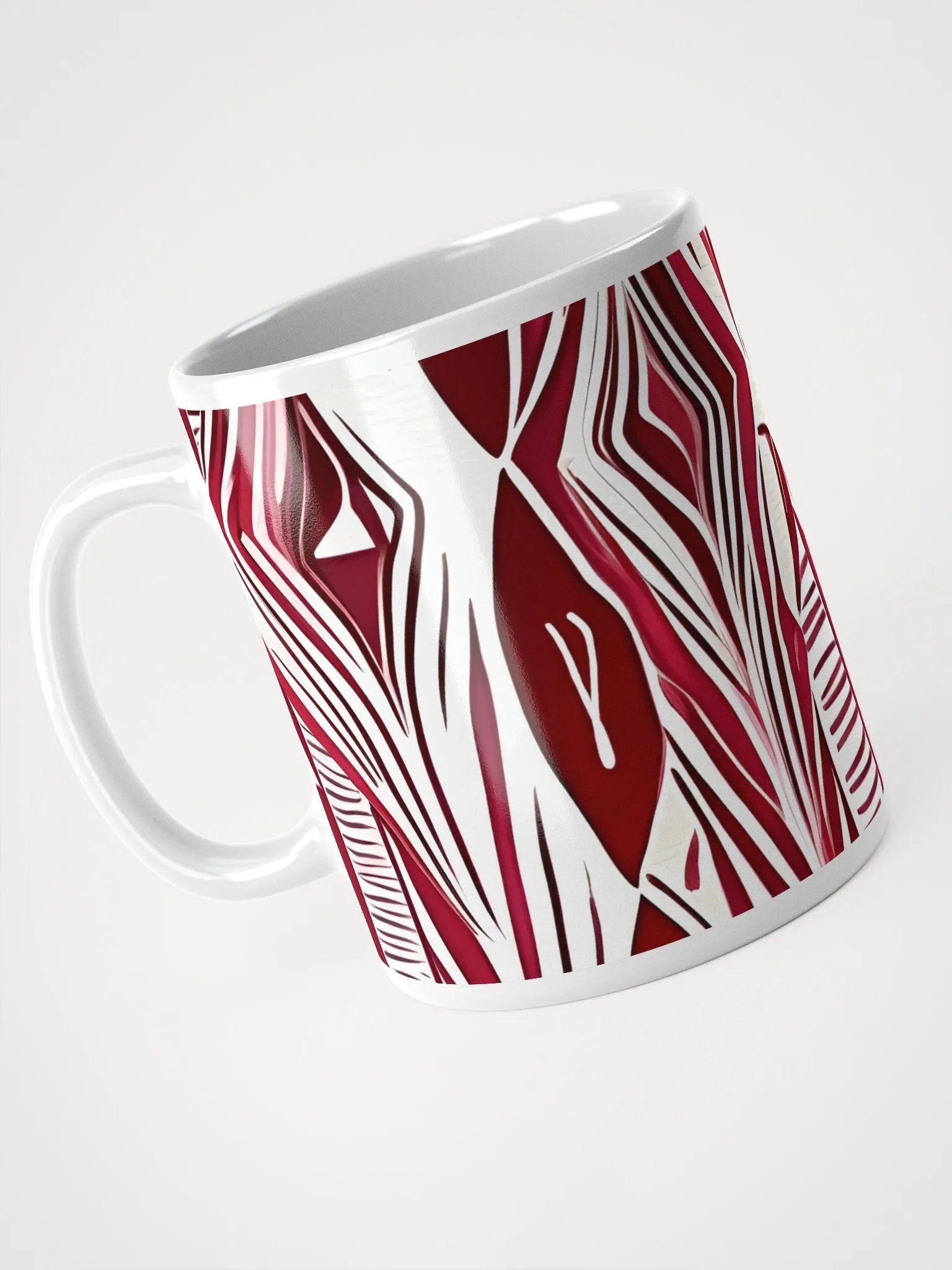 Burgundy & White Abstract Art White Glossy Mug product image (1)