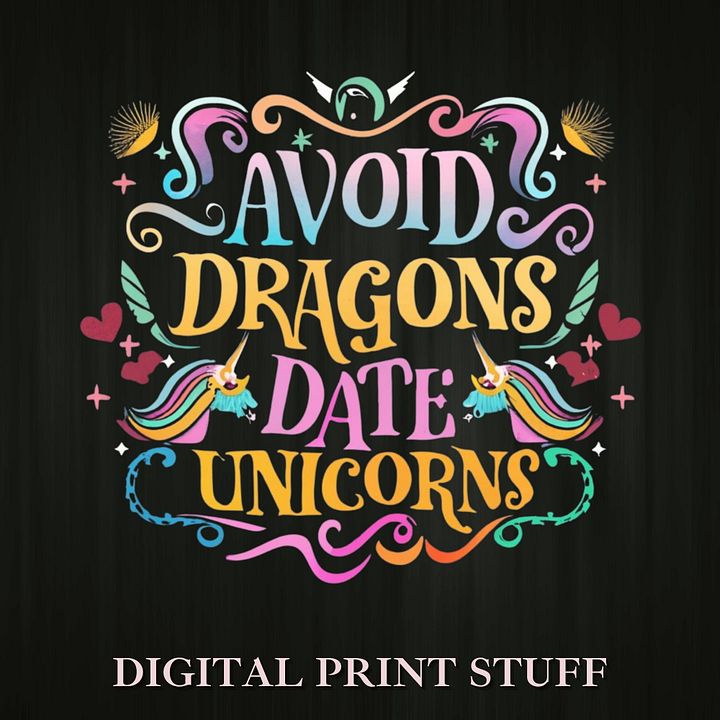 Avoid Dragons Date Unicorns SVG PNG EPS Bundle product image (1)