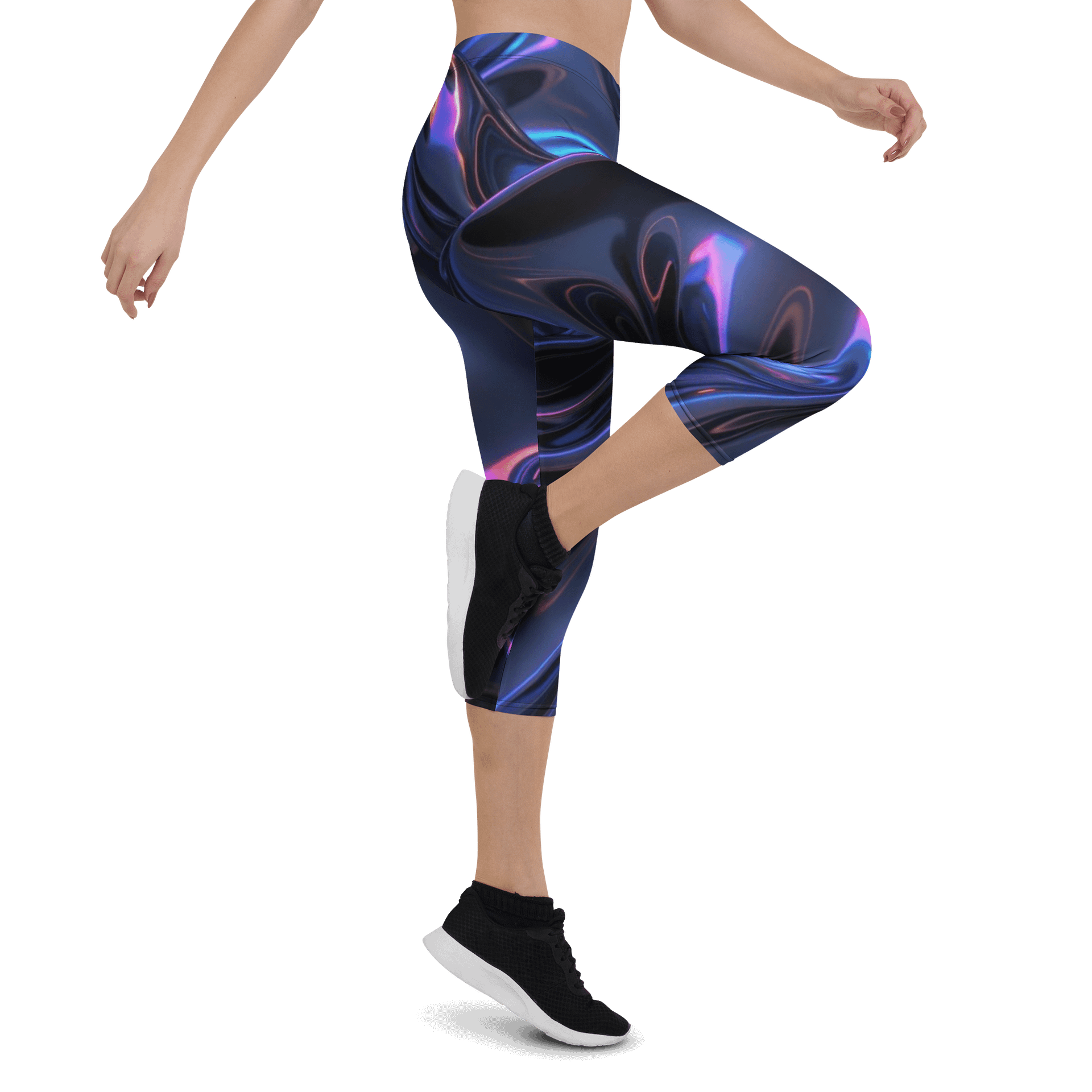 Abstract Liquid Waves Print Capri Leggings product image (4)