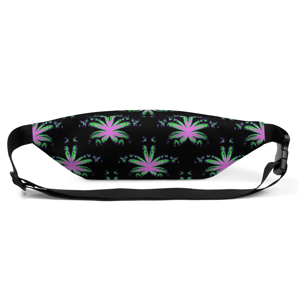 Cannabis Leaf 420 Fanny Pack, Pink Neon Green Black Stoner Bag, Weed Lover Accessory product image (3)