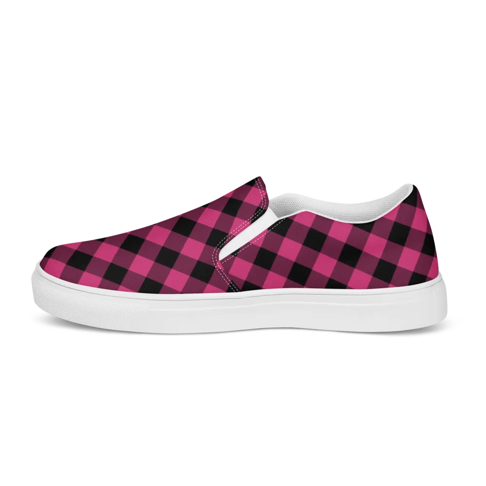 Pink Buffalo Plaid Men's Slip-On Shoes product image (6)