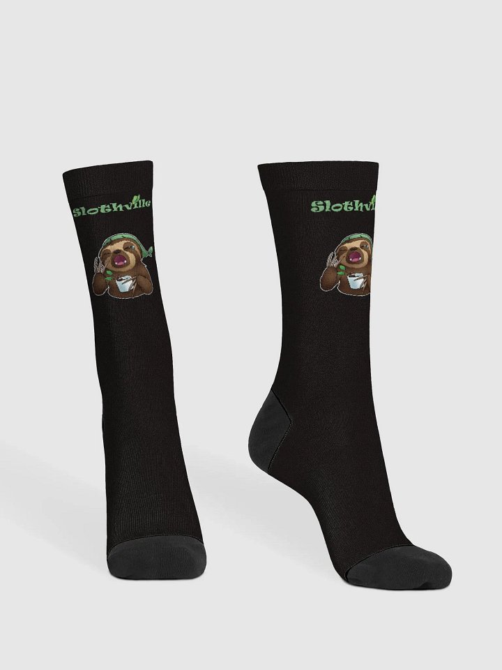 Sleepy Sloth Black Crew Socks product image (2)