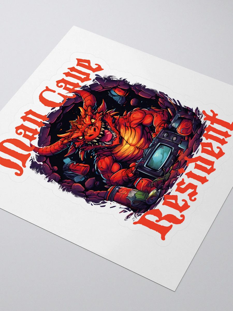 Man Cave Resident - Cool Scary Red Dragon Kiss Cut Stickers for Men and Man Caves product image (3)
