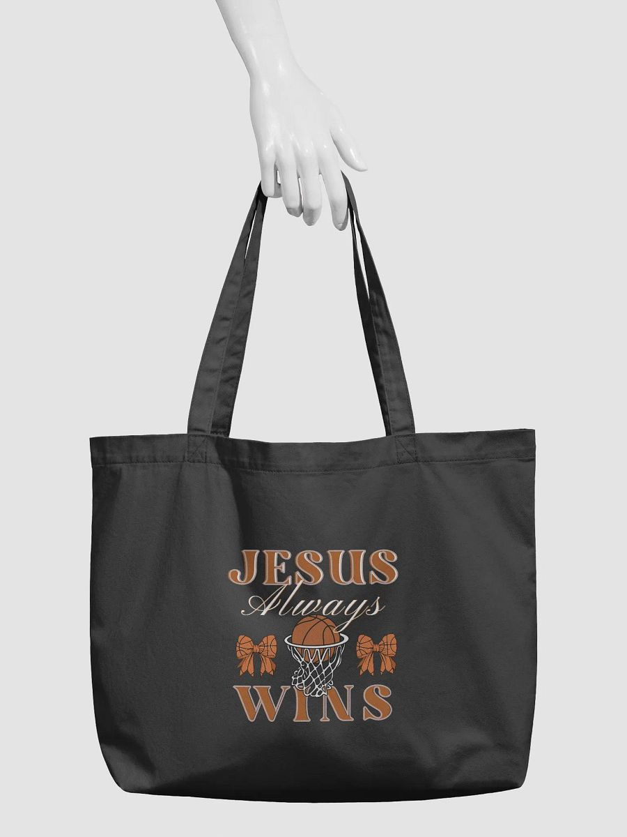 Jesus Always Wins Basketball Organic Tote Bag product image (3)