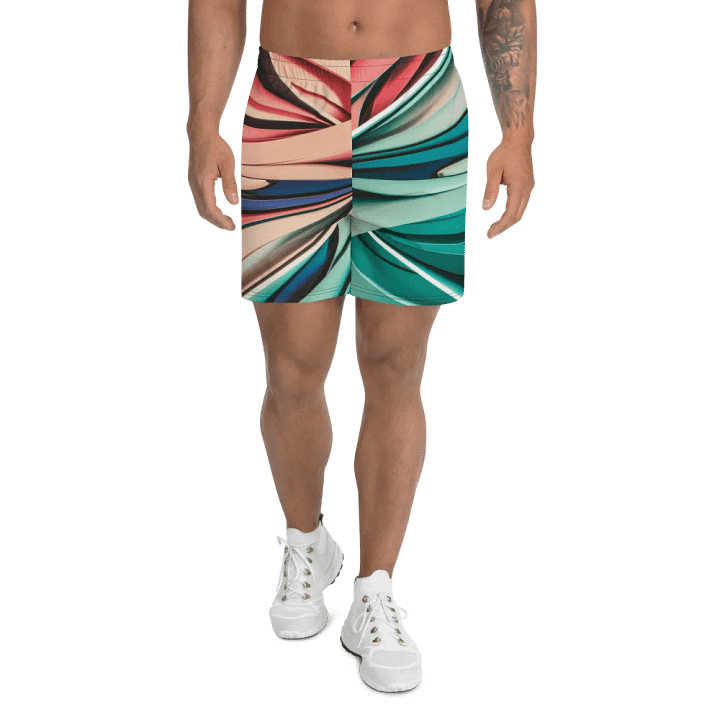Abstract Geometric Athletic Long Shorts in Vibrant Colors (2XS-6XL) product image (1)