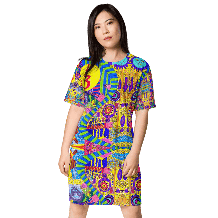 Abstract Colourful Doodle Ladies T Shirt Dress product image (1)