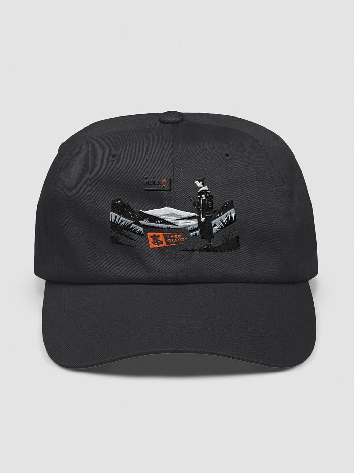 Red Alert Illustration – Mountain Warning Sign Art Print Dad Hat product image (2)