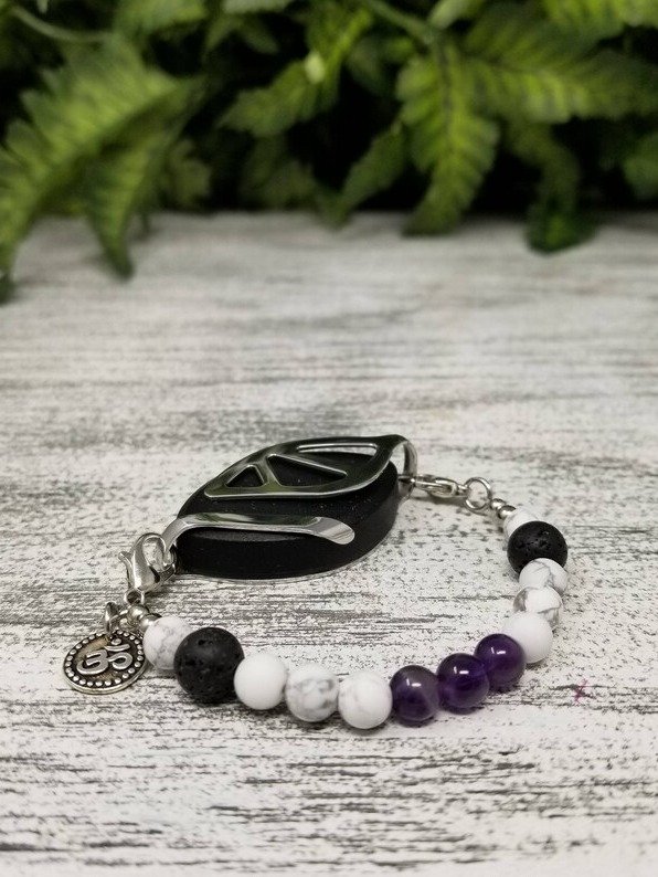 Peace Aromatherapy Bracelet | Amethyst & Howlite | Handmade Accessory for Bellabeat Leaf Urban & Ivy product image (1)
