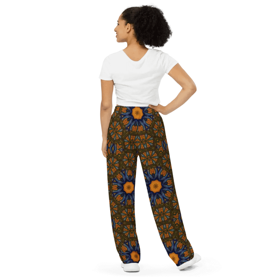 Orange and Blue Sketchy Kaleidoscope Wideleg Pants product image (9)