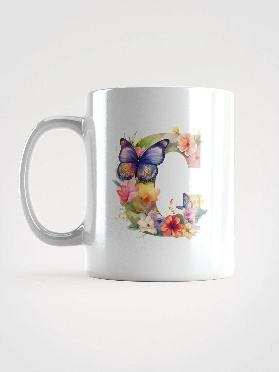 Letter C Monogram Floral Fantasy White Glossy Mug product image (18)