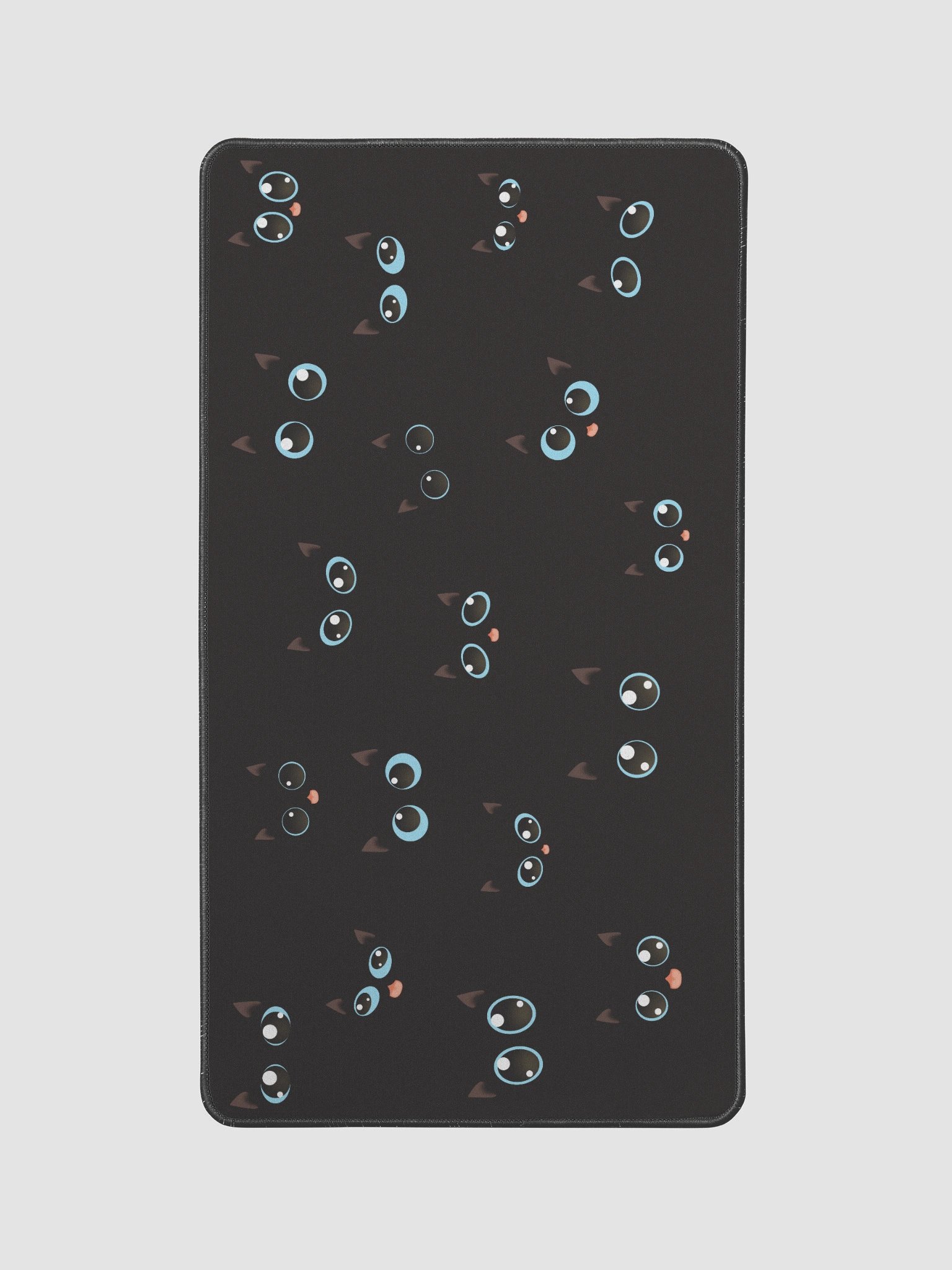 Cute Black Cat Faces (Blue Eyes) Desk Mat 12" x 22" product image (1)