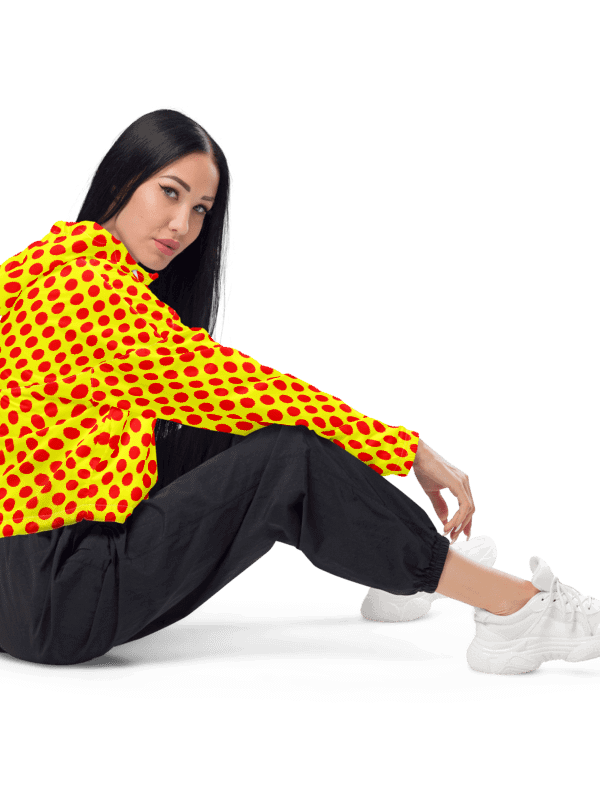 Red Polka Dots on Yellow Unisex Windbreaker product image (3)