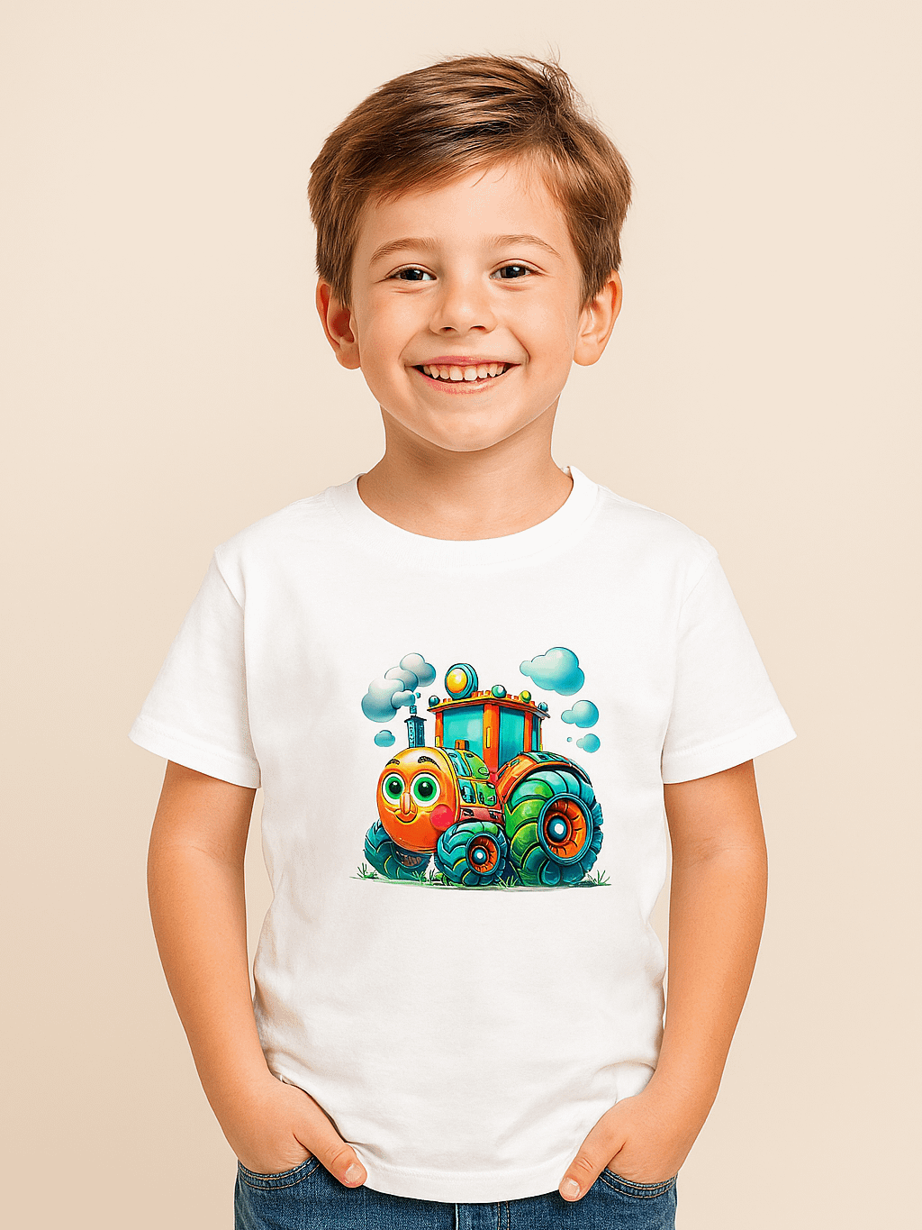 Cheerful Tractor Kids T-Shirt product image (1)