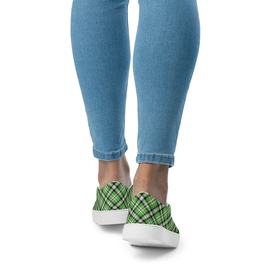 Bright Green, Black, and Gray Plaid Women's Slip-On Shoes product image (9)