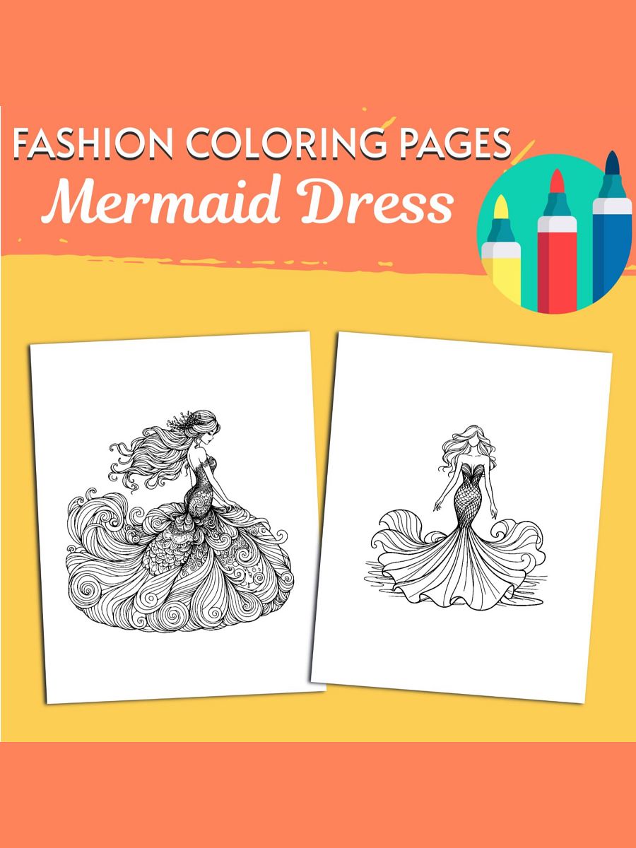 Fashion Coloring Pages - Mermaid Dress product image (5)