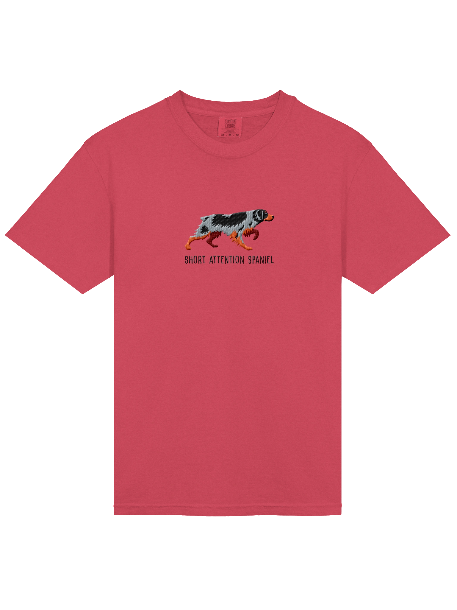 Short Attention Spaniel T-Shirt(Embroidered) of a Brittany Spaniel(Tricolor) product image (14)