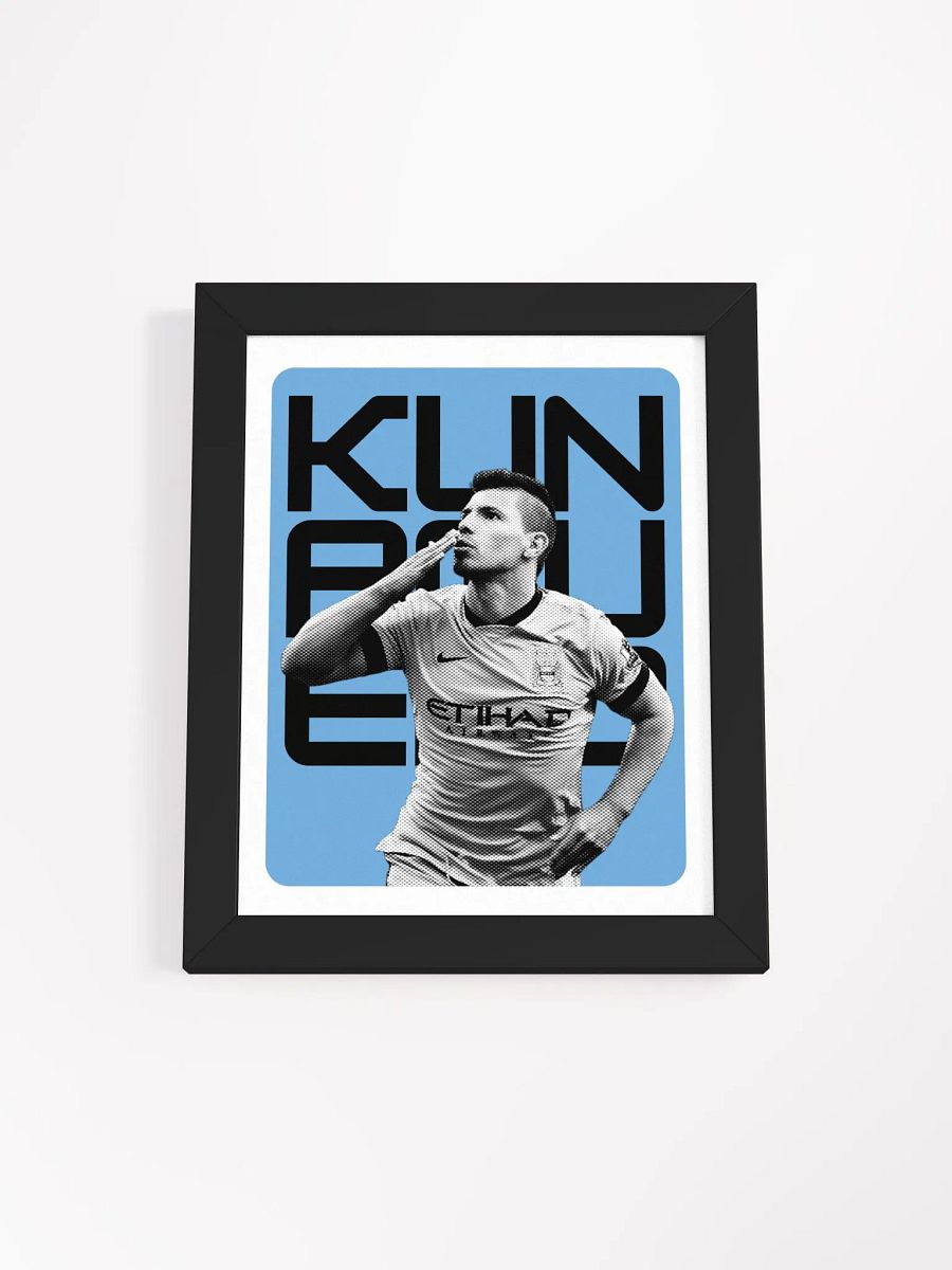 Sergio Agüero BW Manchester City Name Art Framed Print product image (1)