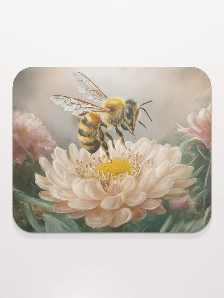 Bee in cream colored flower Mousepad product image (1)