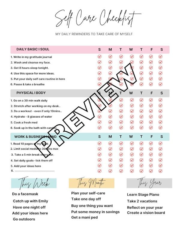 Self-Care Checklist product image (1)