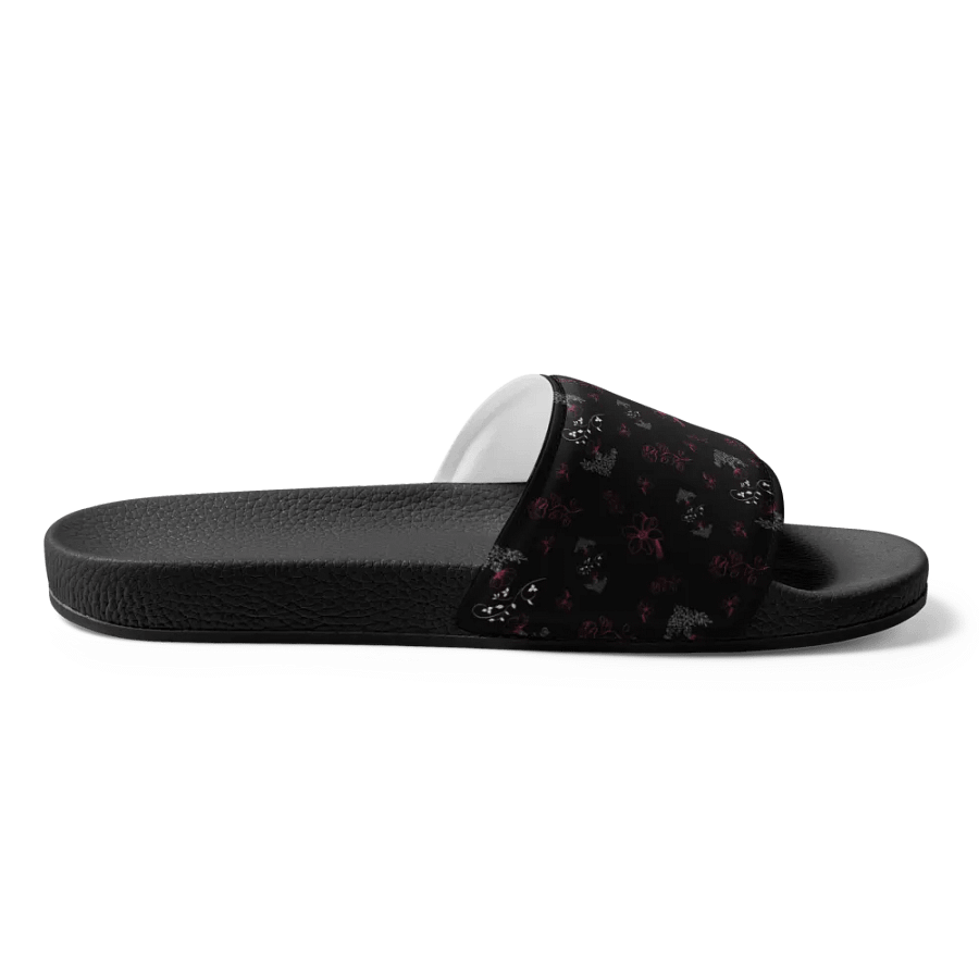 Magenta and White Flowers on Black Women's Slides product image (5)