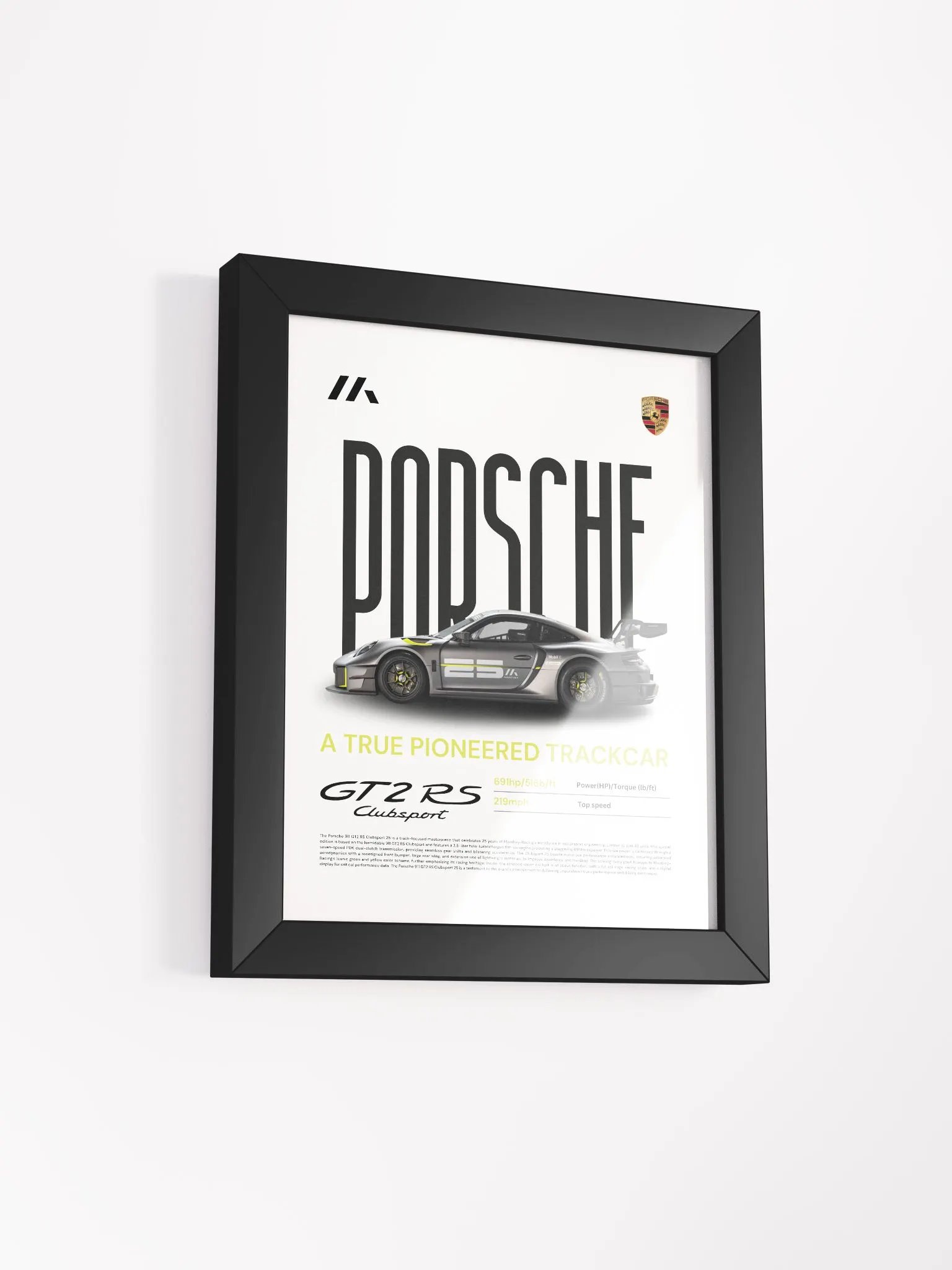 PORSCHE GT2RS CLUBSPORT FRAMED POSTER product image (2)
