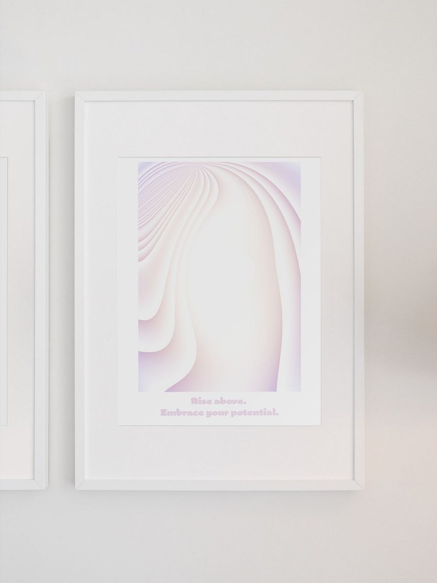Rise Above Embrace Potential Poster, Inspirational Quote Print, Soft Pastel Wall Art, Modern Office Decor, Motivational Message Artwork product image (1)