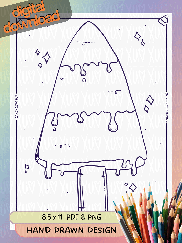 Candy Corn Pop – Summerween Scream – Spooky-Sweet Coloring Page product image (1)