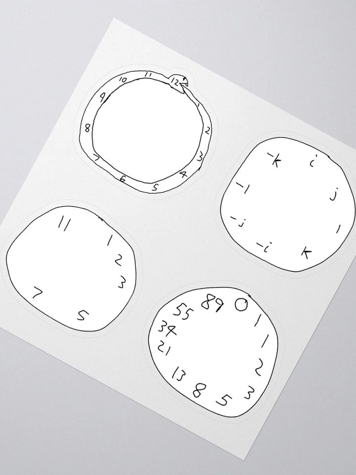 Ouroboros, Quaternion, Prime(ish), Fibonacci Clock Stickers product image (2)