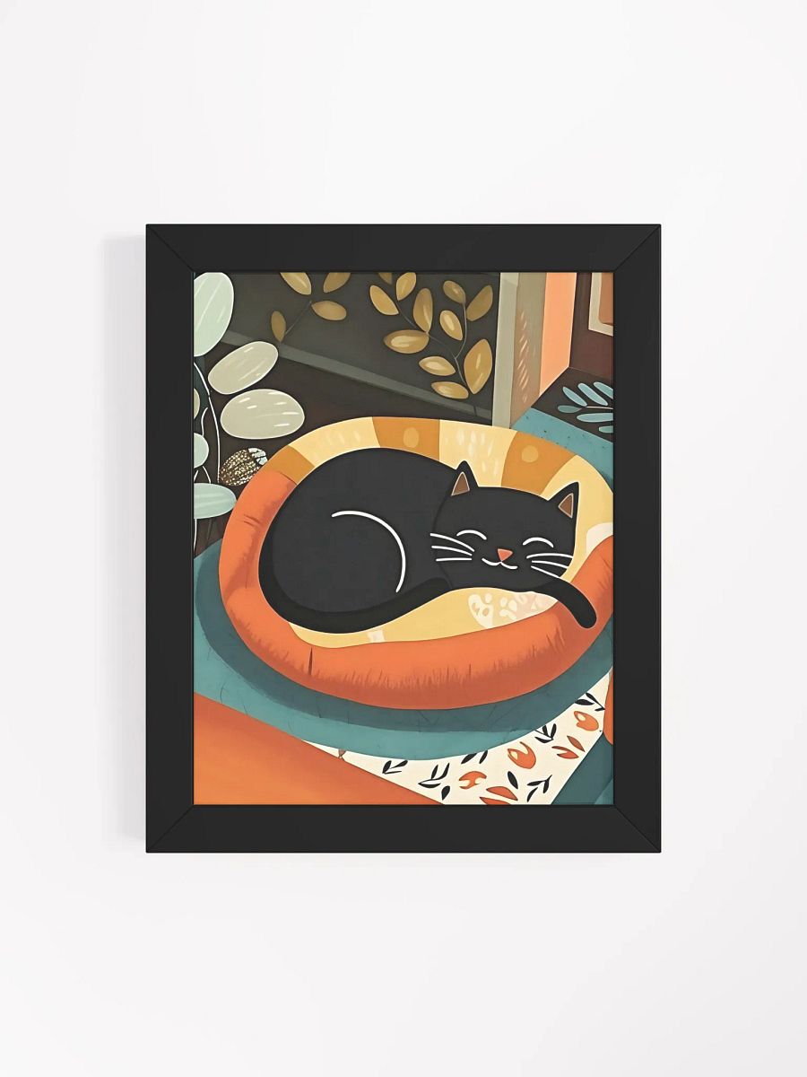 Modern Folk Art Cozy Catnap Framed Matte Poster product image (40)