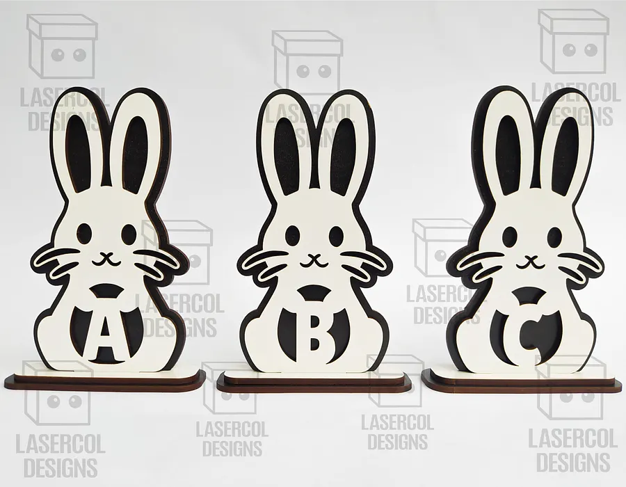 Easter Bunny Monogram Set 2 (3 Sizes) - Laser Cut Files product image (3)