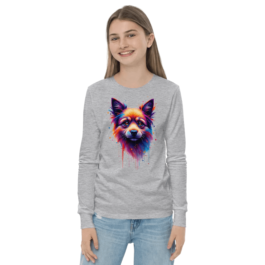 Vibrant Pup Portrait Youth Long Sleeve Tee product image (20)
