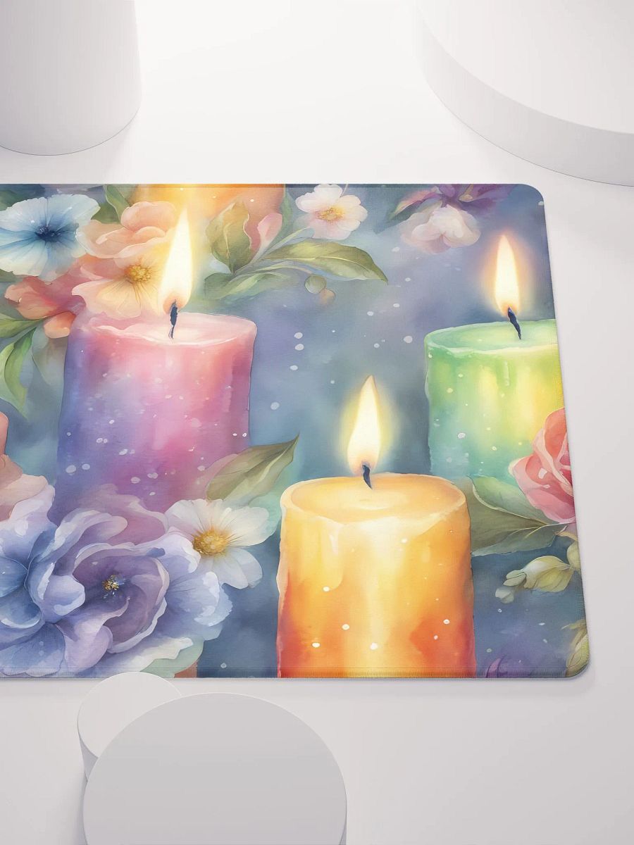 Ambient Candlelights with Flowers, Gaming Mouse Pad, 2 Sizes product image (5)