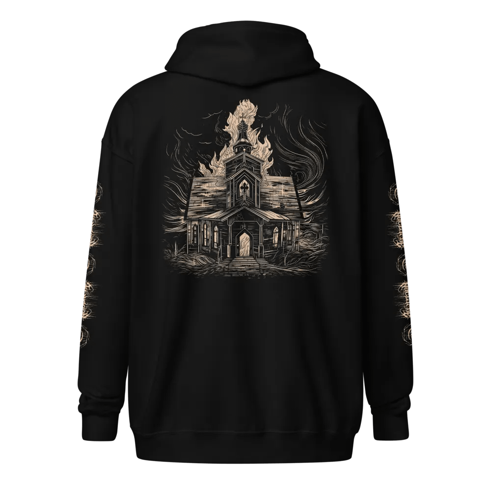 Burning Church Zipper Hoodie product image (2)