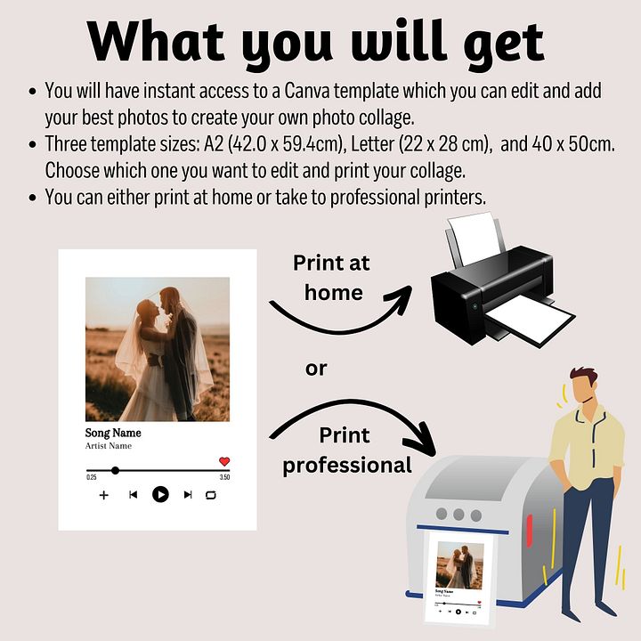 Personalised Music Player Plaque Favourite Song Canva Template product image (2)