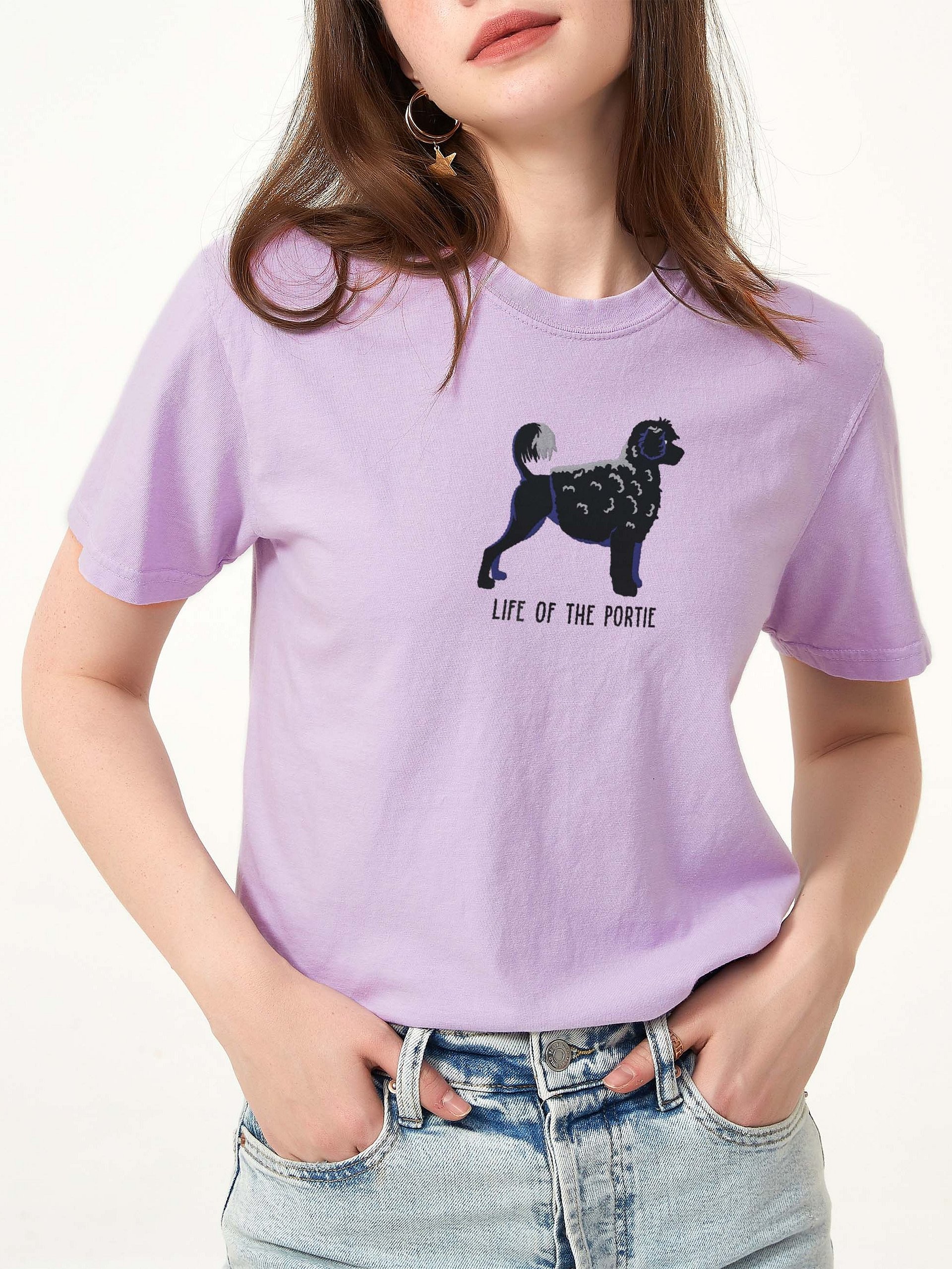 Life of the Portie T-Shirt(Embroidered) of a Portuguese Water Dog(Black) product image (2)