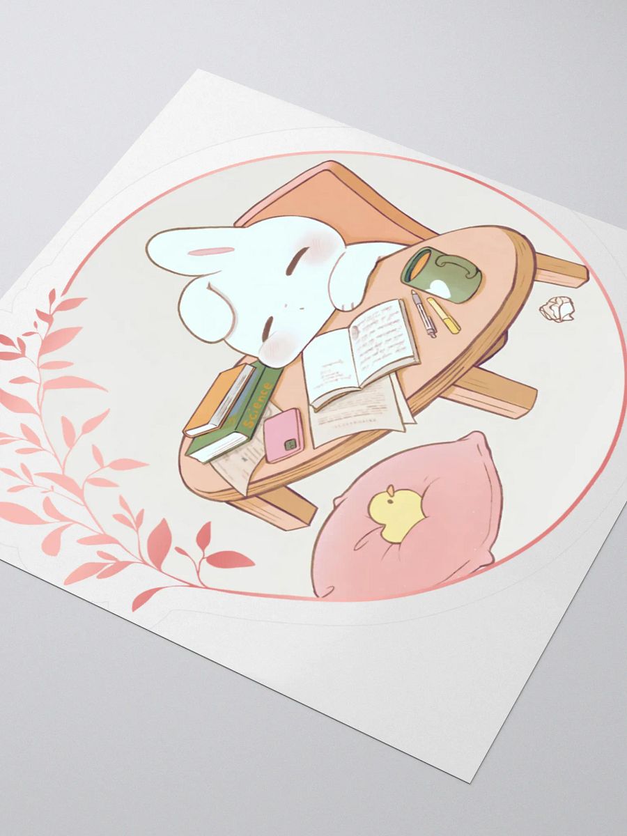 Cozy Study Bunny Sticker - Cute Kawaii Animal Reading product image (3)