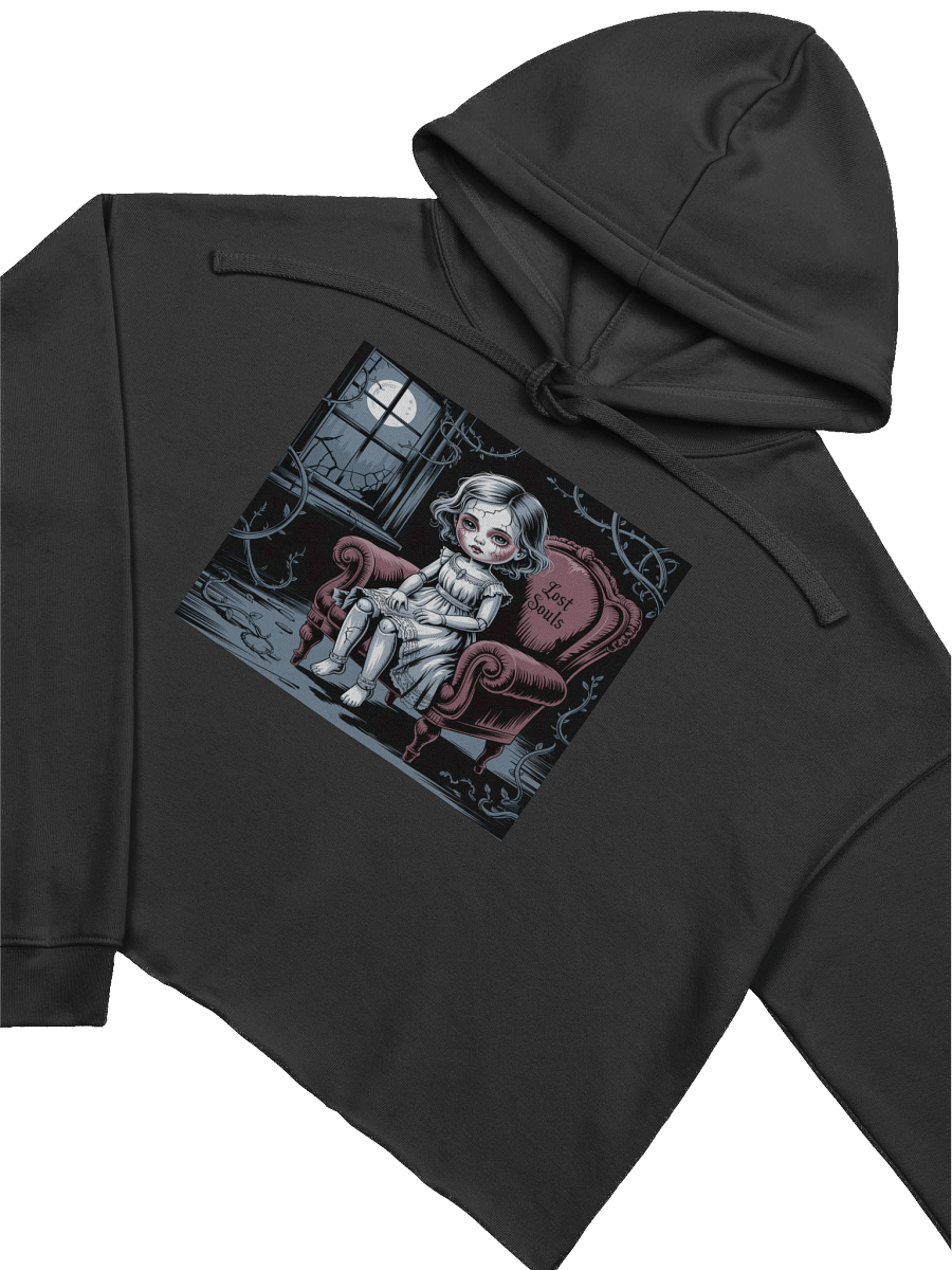 Midnight Veil Designs Women's Lost Souls Crop Hoodie - Black Gothic Fleece, Sizes S-2XL product image (3)