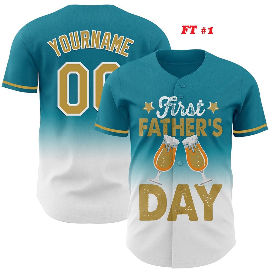 Authentic Baseball Jersey, Custom Baseball Jersey, Personalized Sport Jersey, Colorful, Flowers, Number, Logo, Love, Dad, Father product image (183)