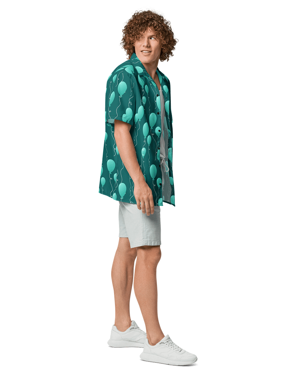 Teal Floating Balloons Oversized Button-Down Shirt product image (8)
