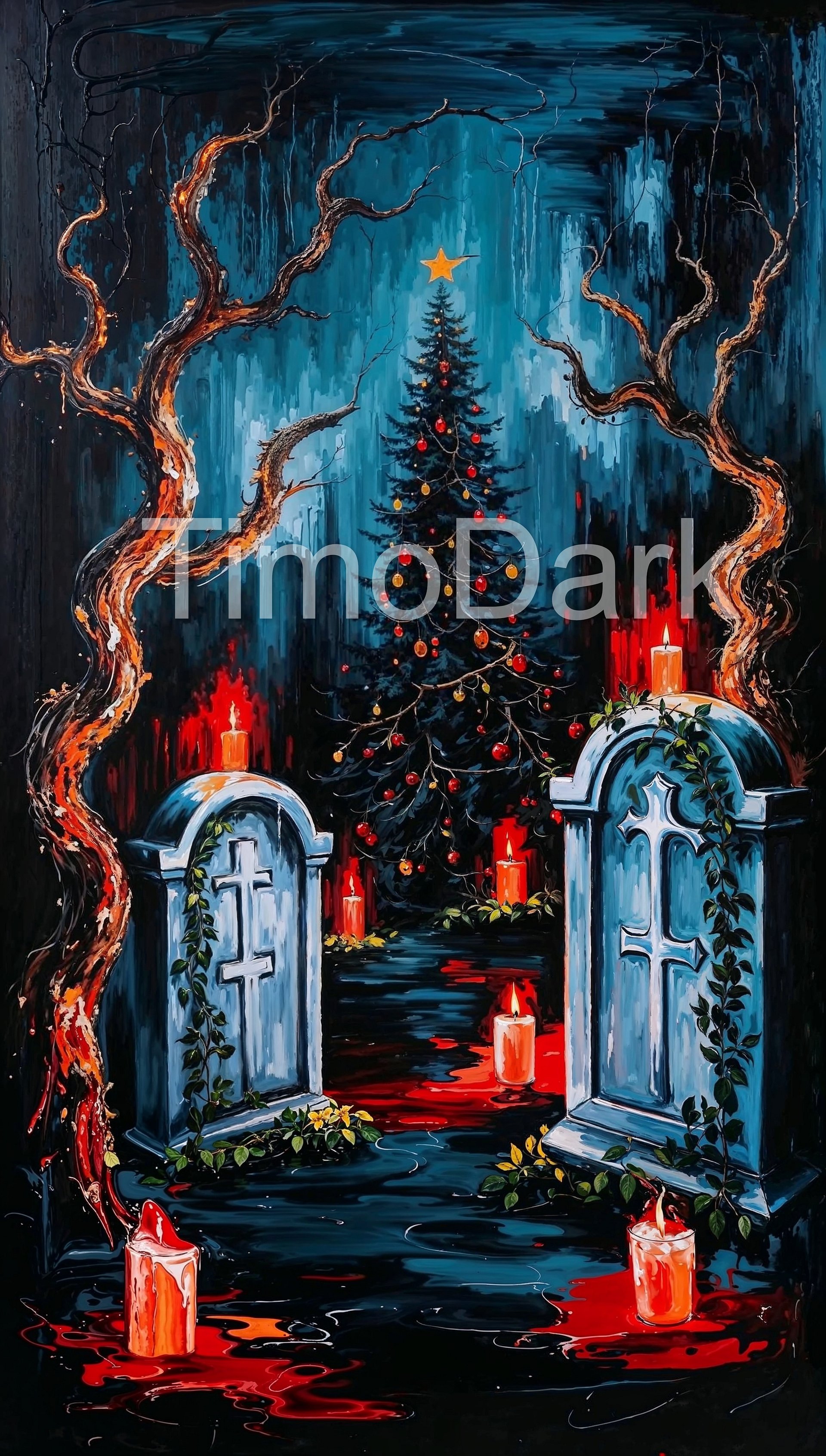 Graveyard Noel Phone Wallpaper product image (1)