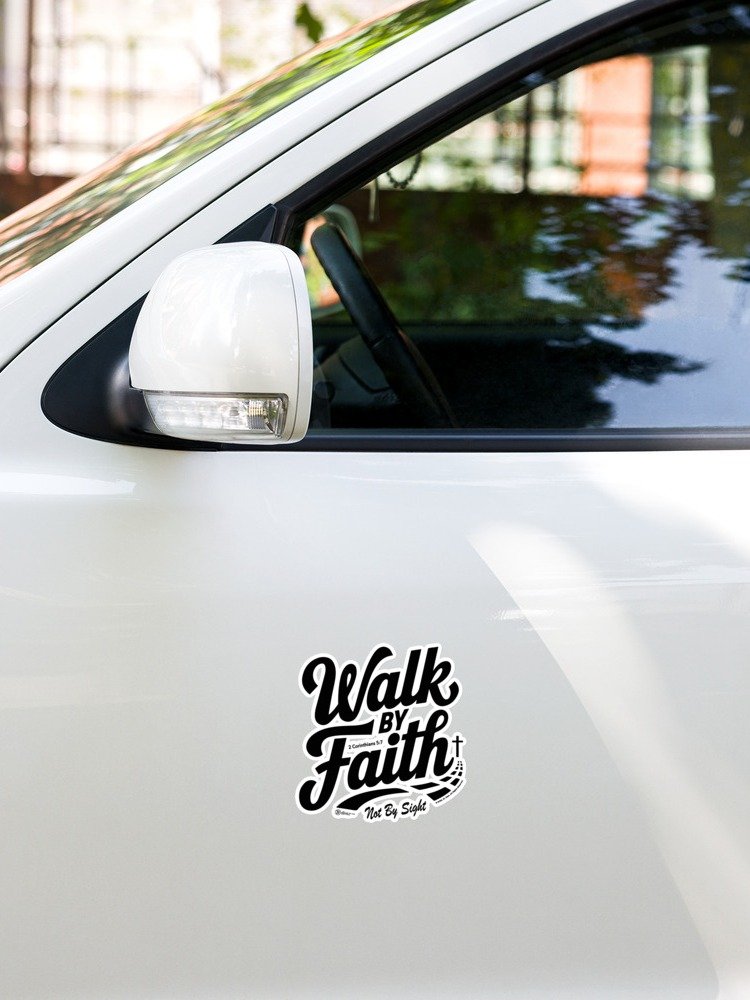 Walk By Faith, Stickers, Bubble-free, 2 Corinthians 5:7, KJV, Bible Verse, Scripture Sticker. product image (3)