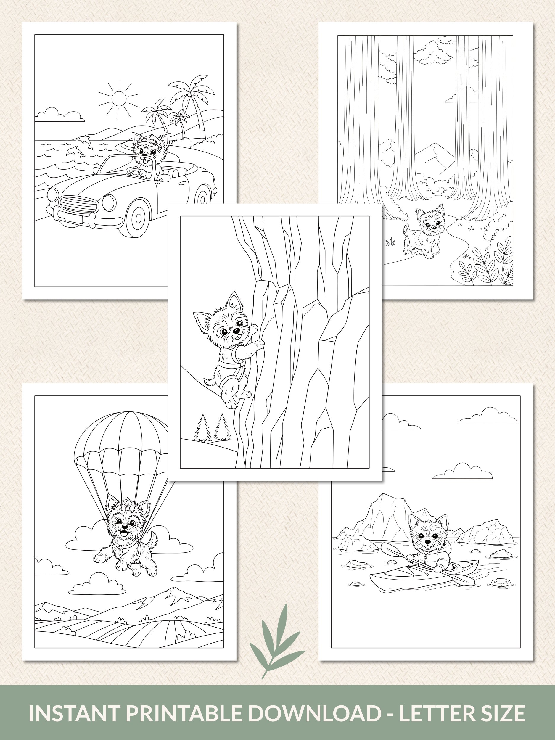 Printable Cute Yorkie Dog Fantasy Adventures Coloring Pages – 50 Fun Designs product image (7)